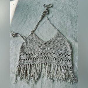 Atmosphere couture boutique crocheted halter tank - like new- size 8